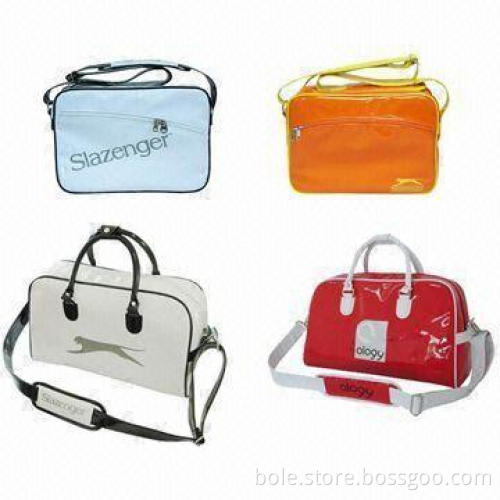 Duffel Bag, Vinyl Shoulder Strap, Nice Designed Curve Shape Zipper Pocket, OEM/ODM Orders Welcomed